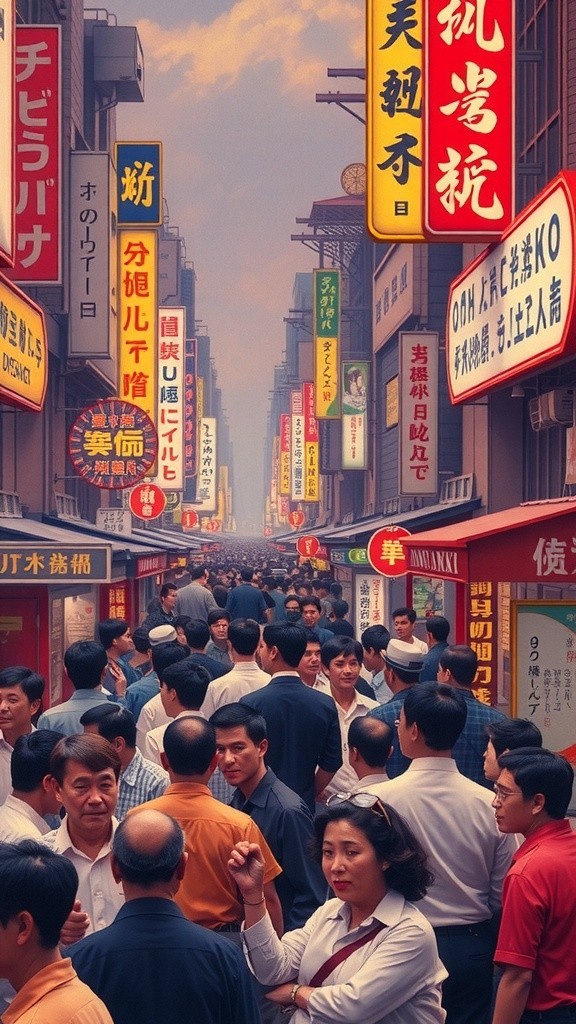 Retro Japan: A 1970s Street Scene in Tokyo or Osaka