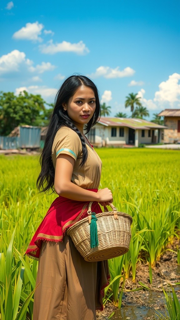 The Stormy Day in the Village Paddy Field