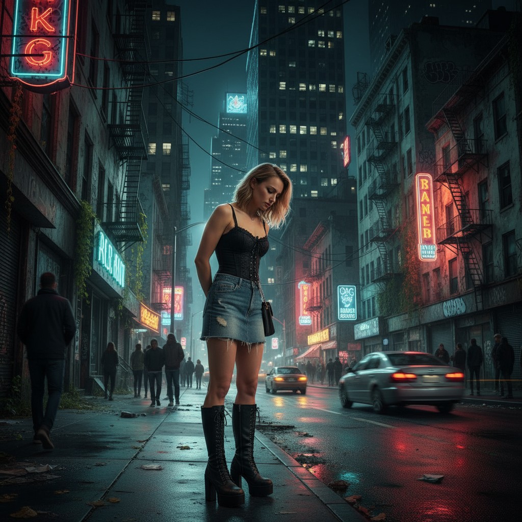 Echoes of Despair: A Hyperreal Night in the City