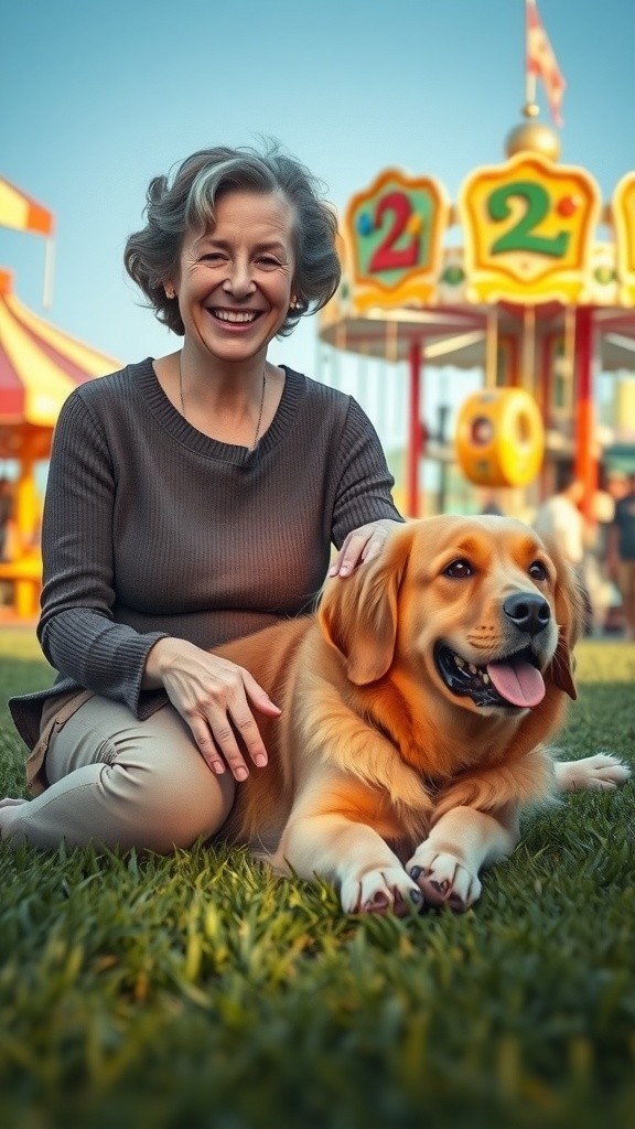 A Day of Joy: Dog and Grandmother at the Amusement Park