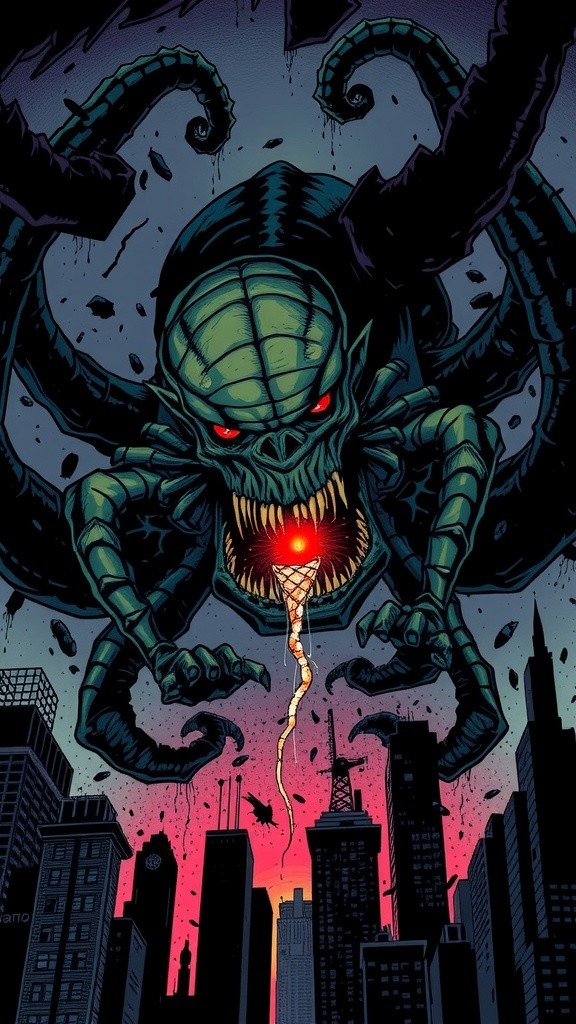Kehancuran Kota oleh Alien Raksasa