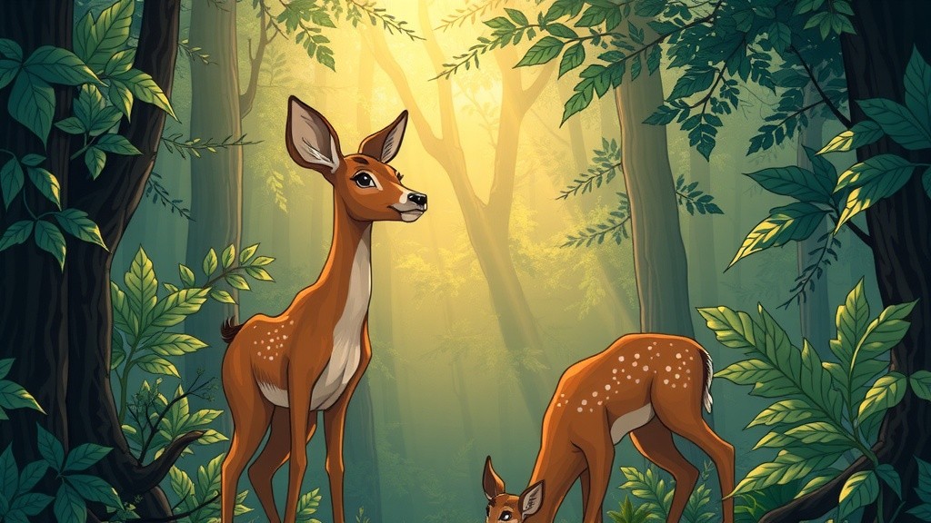 जंगल में हिरणों की शेर से बचने की कहानी