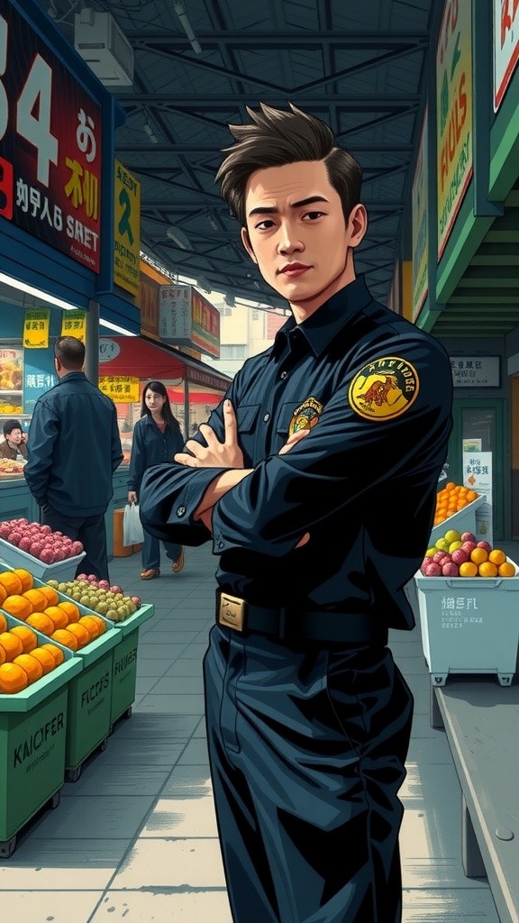 Pengawal Keselamatan di Kedai Buah