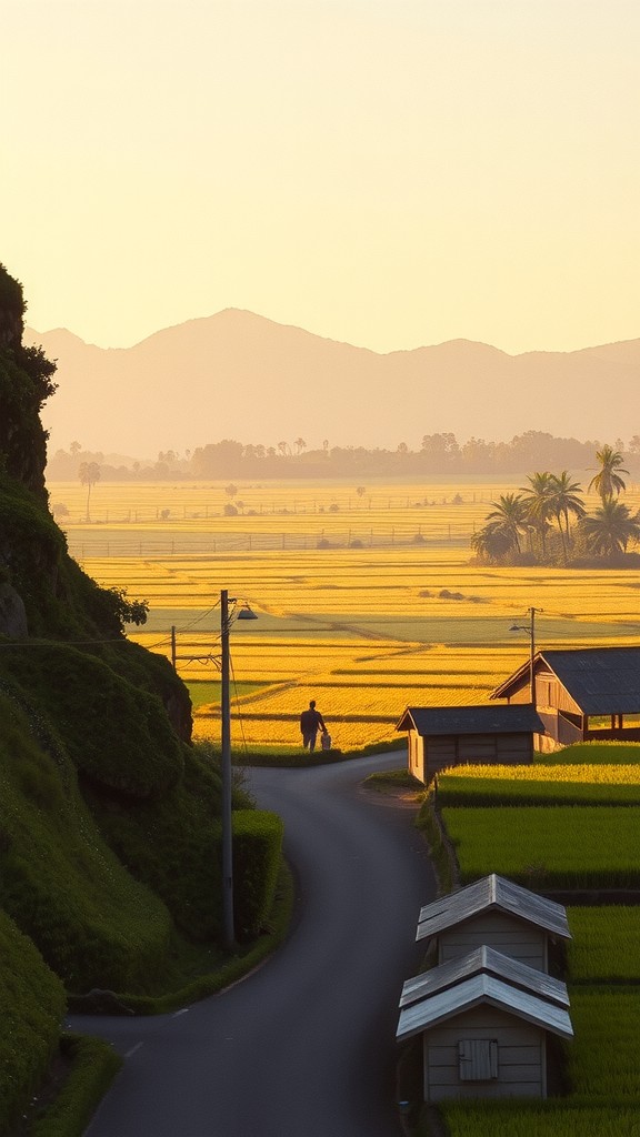 Keindahan Desa Indonesia: Ibu dan Anak di Pematang Sawah