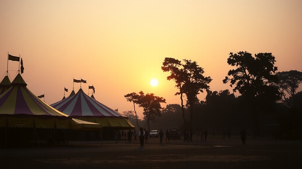 Sunset Circus in Rural Assam