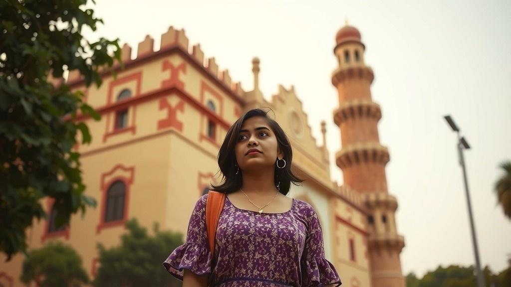 Happy Girl in Pakistani Suit at Fort