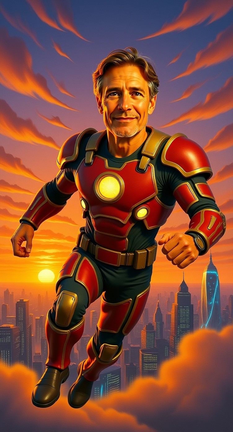 Iron Clash: Superman vs Iron Man in Neon Skies