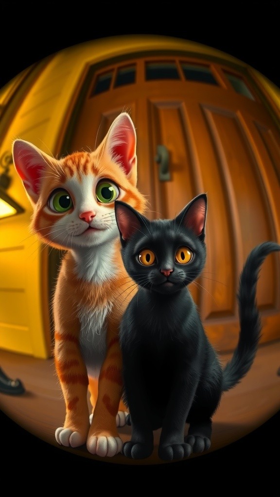 Kucing-Kucing Nakal: Aksi Lucu di Depan Pintu