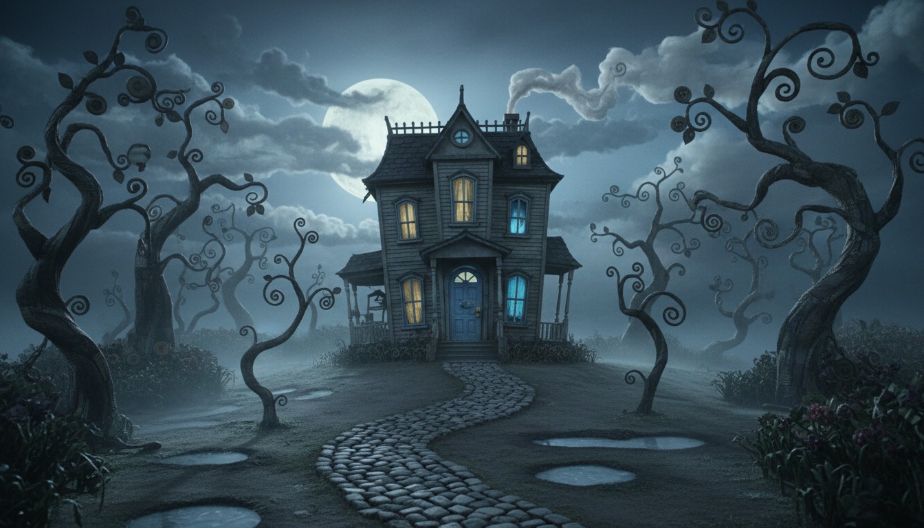 Animated Stop Motion like Coraline style landscape