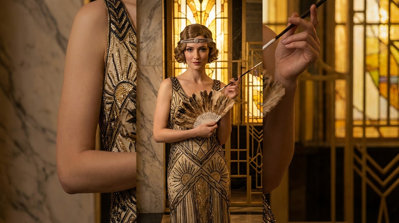 Art Deco inspired like The Great Gatsby style portrait