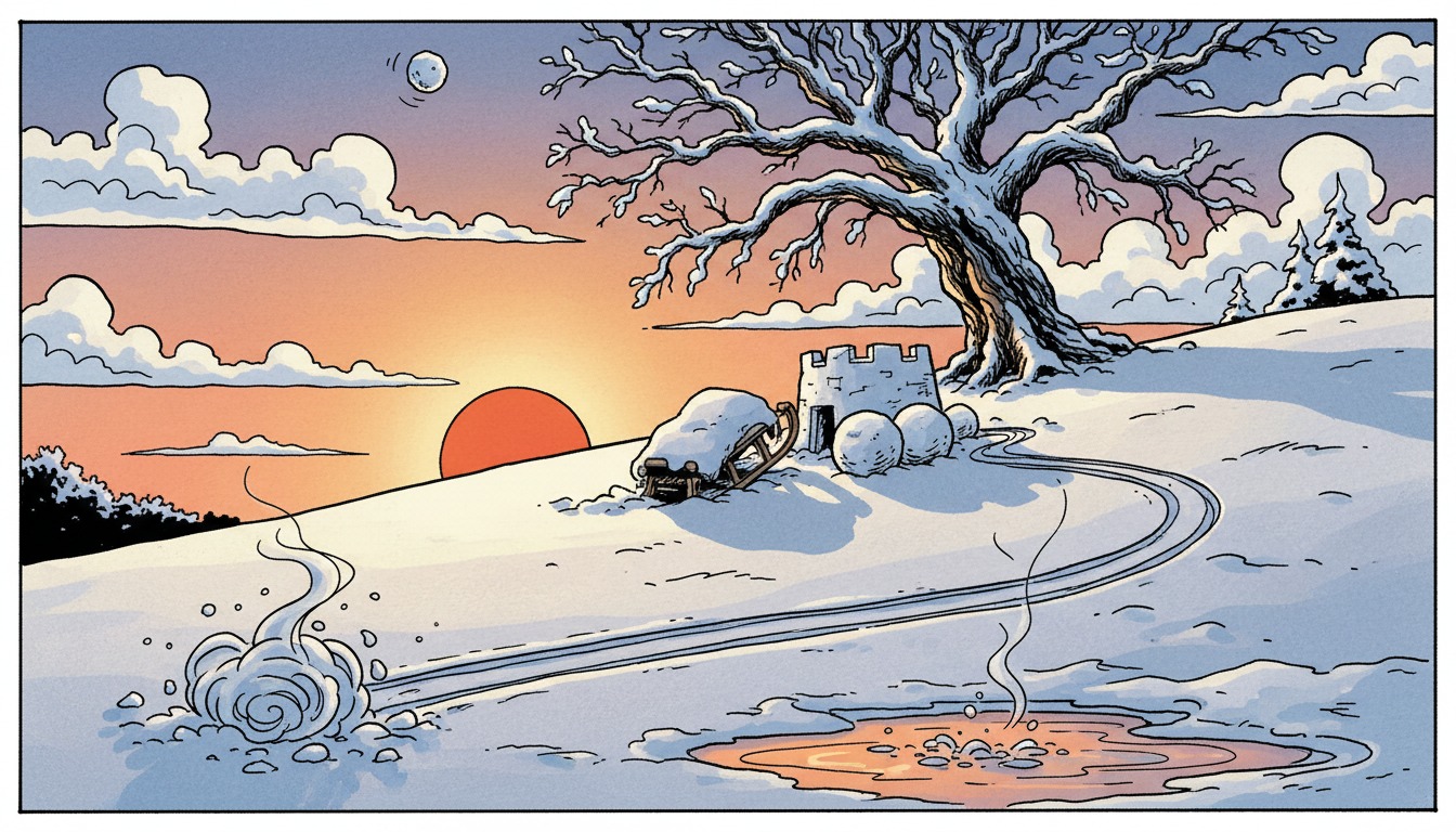 Comic strip aesthetics like Calvin and Hobbes landscape