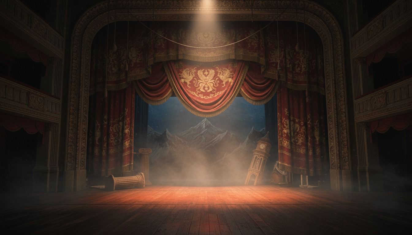 Eastern European theater aesthetics style landscape