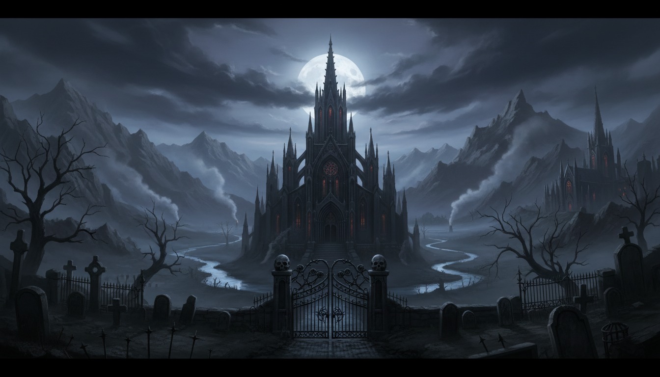 Goth style environment shot for How It Works Step 1