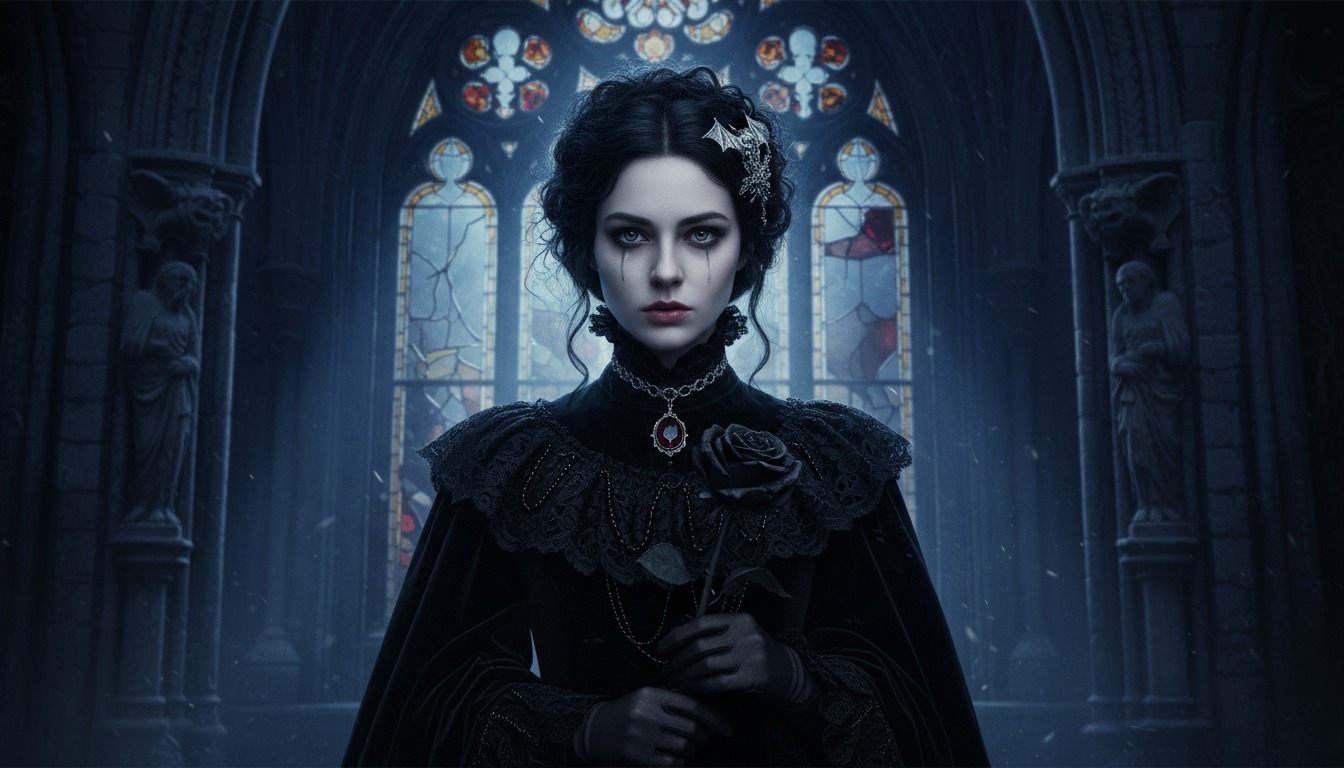 Gothic Victorian Architecture Inspired portrait - ornate stonework, pointed arches, and dramatic verticality