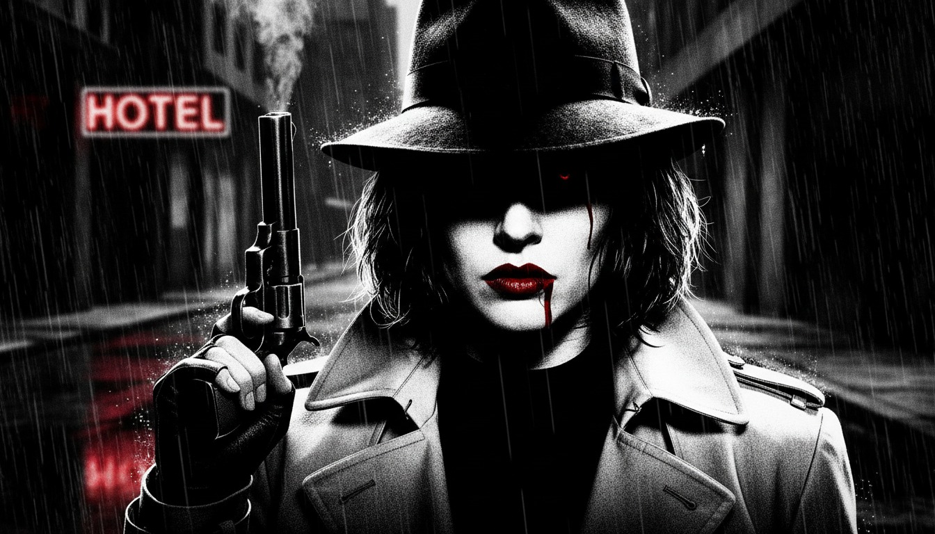 High contrast Sin City style portrait