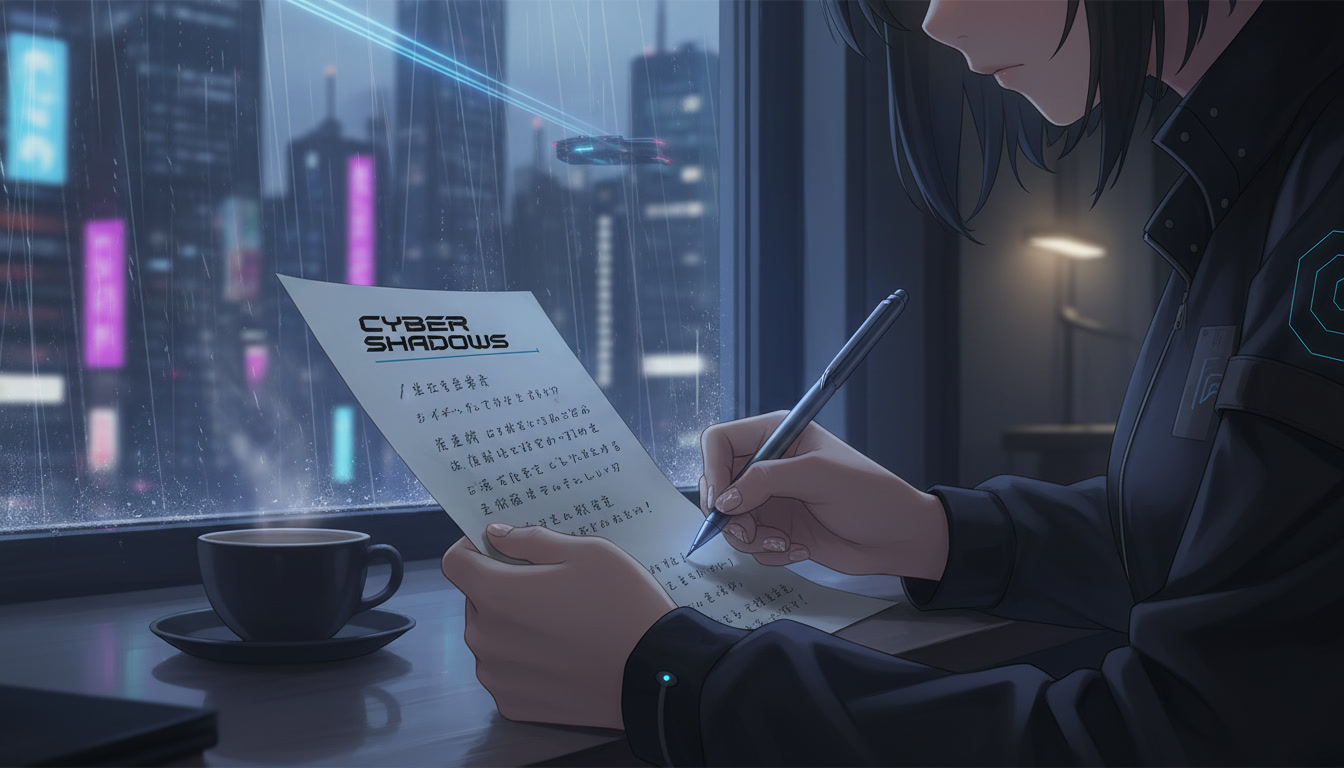 Image made in Hypernatural of someone writing a script