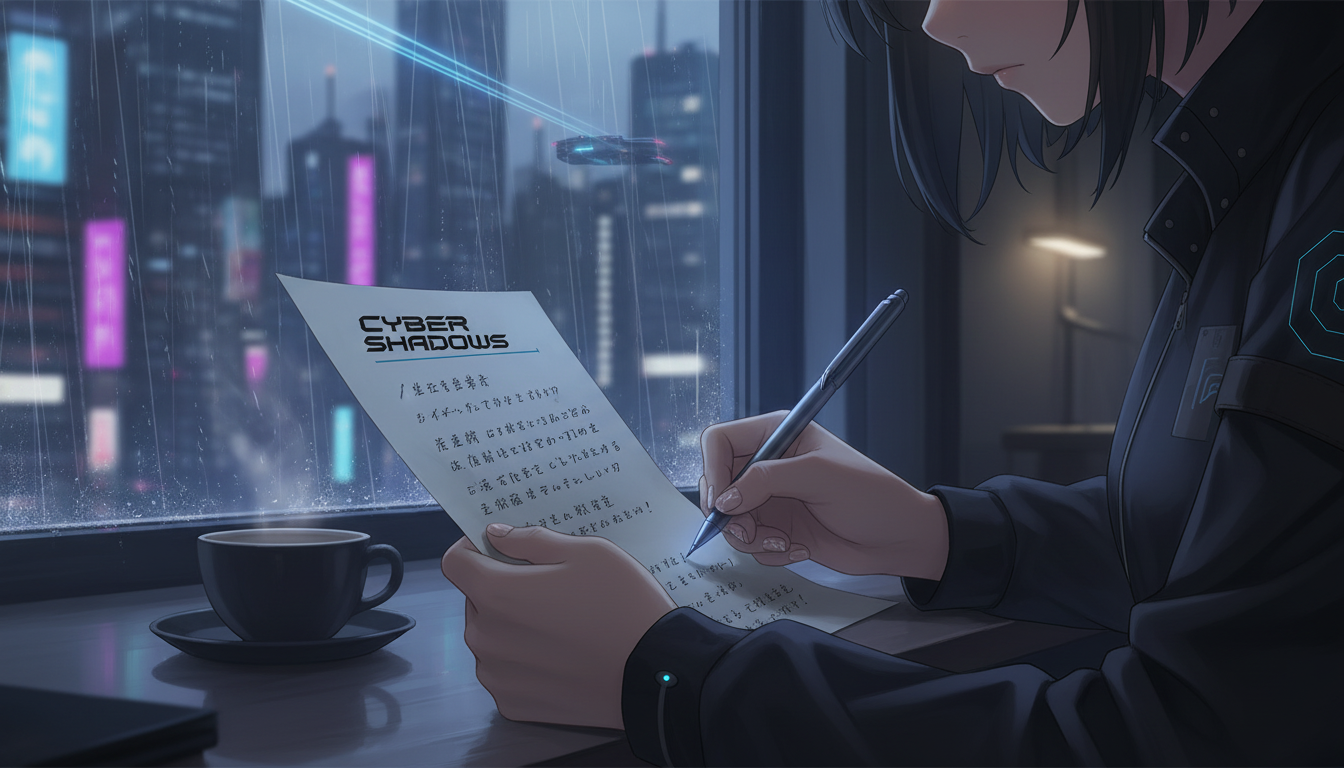 Image made in Hypernatural of someone writing a script