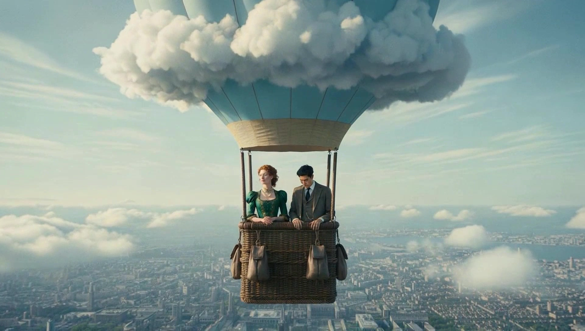 Image made in Hypernatural of a man and woman floating in the air