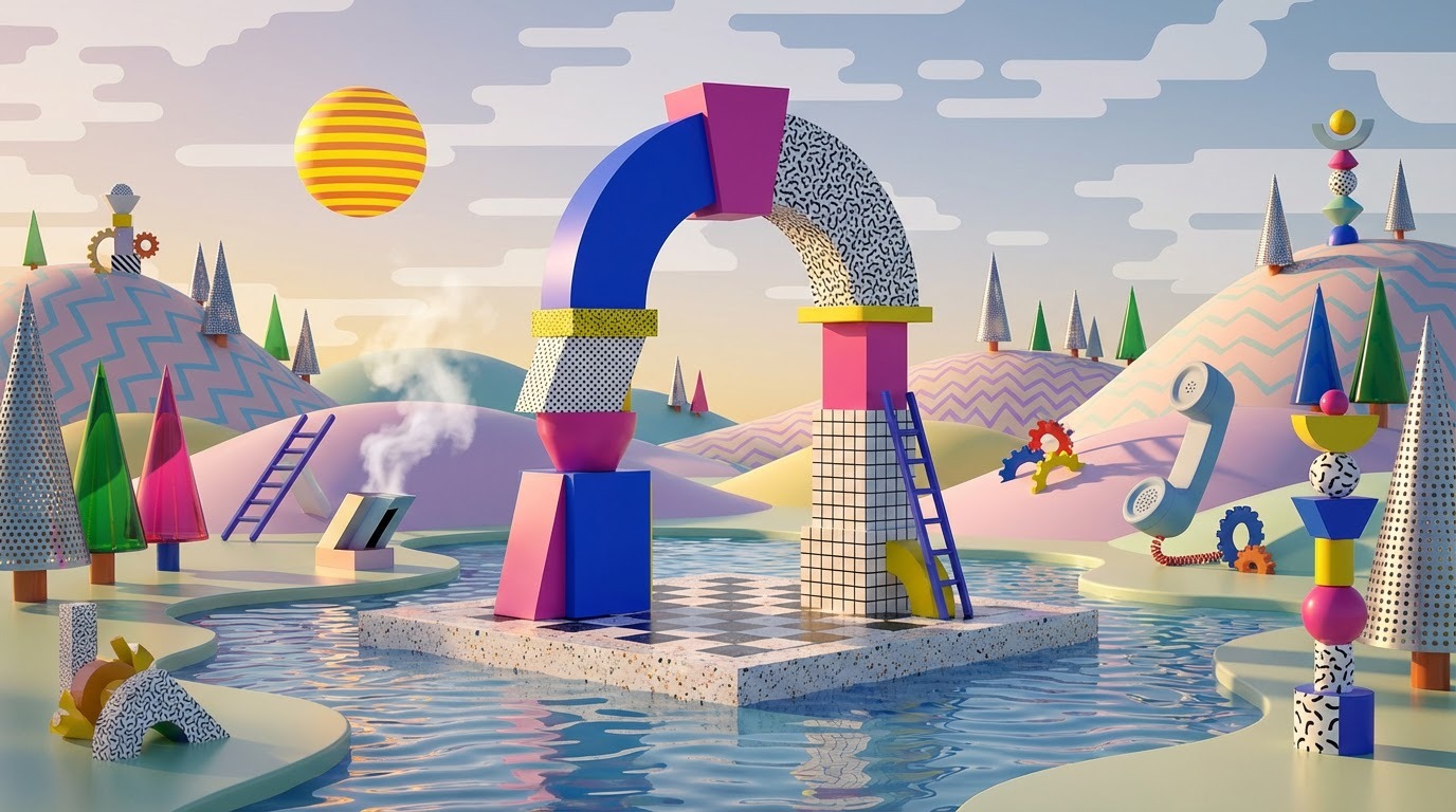 Memphis Design Movement style landscape