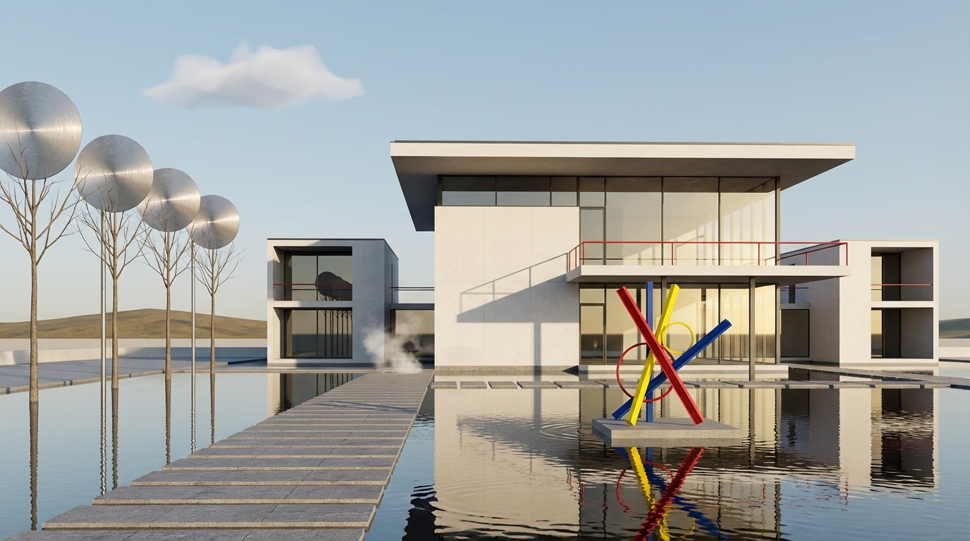 Minimalist Bauhaus style landscape