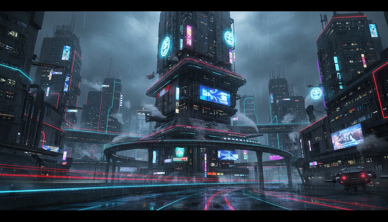 Neon Dystopia style landscape