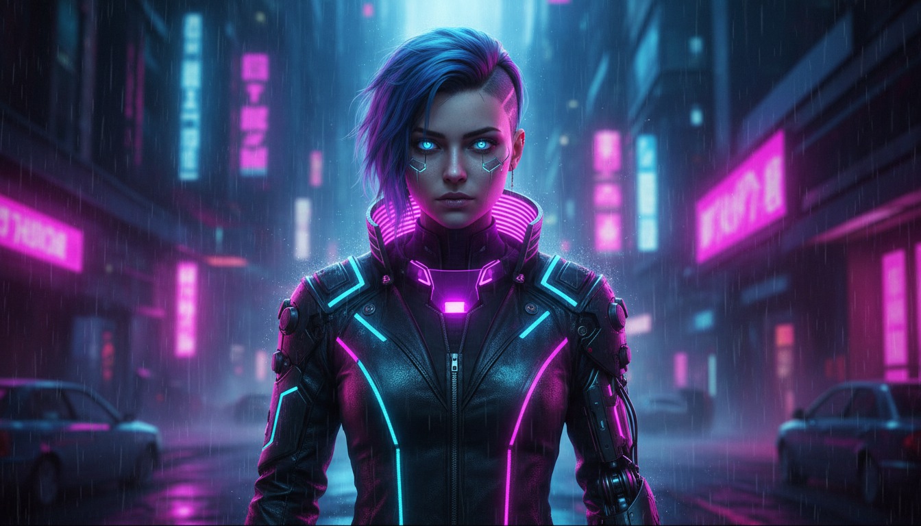 Neon Dystopia style portrait