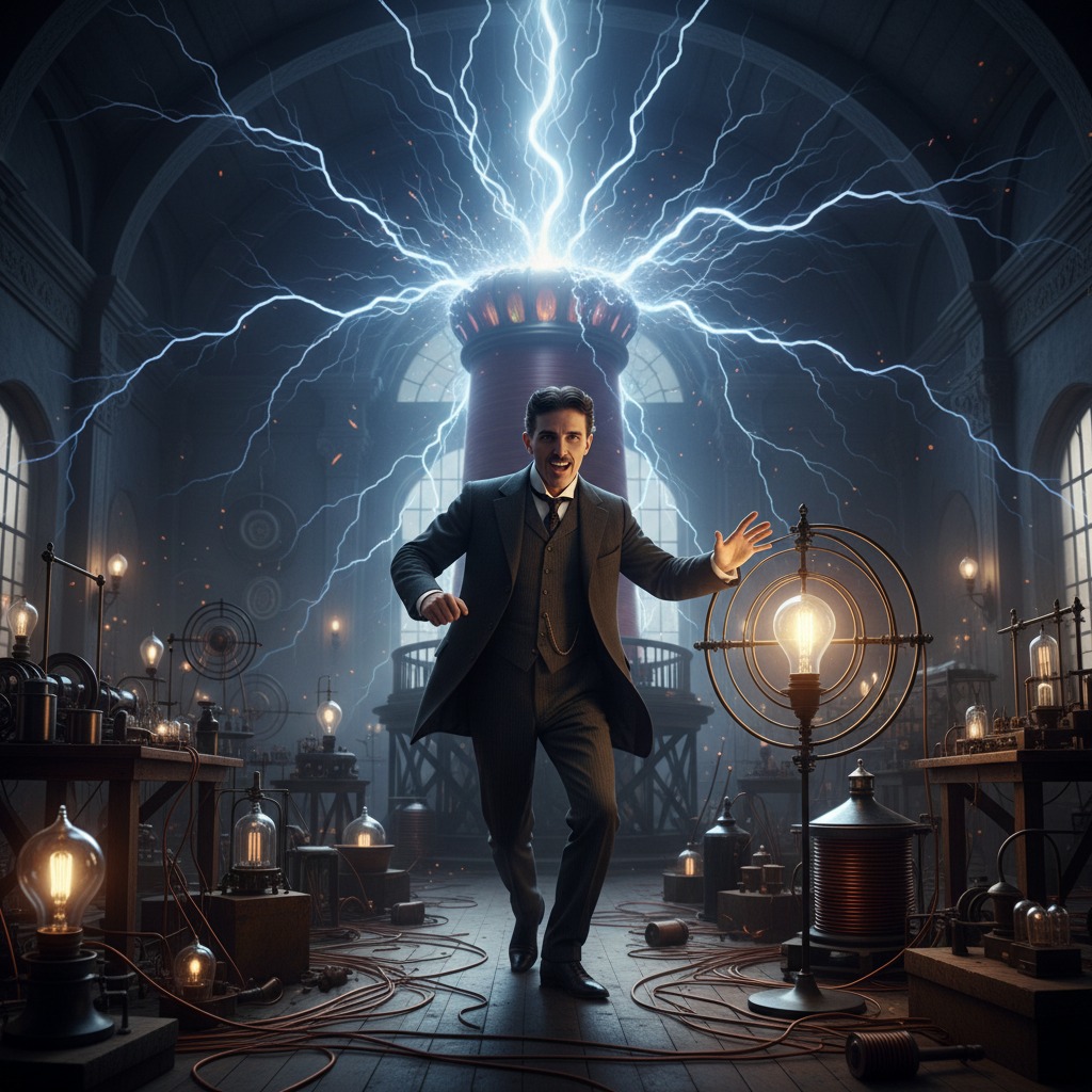 Nikola Tesla action shot