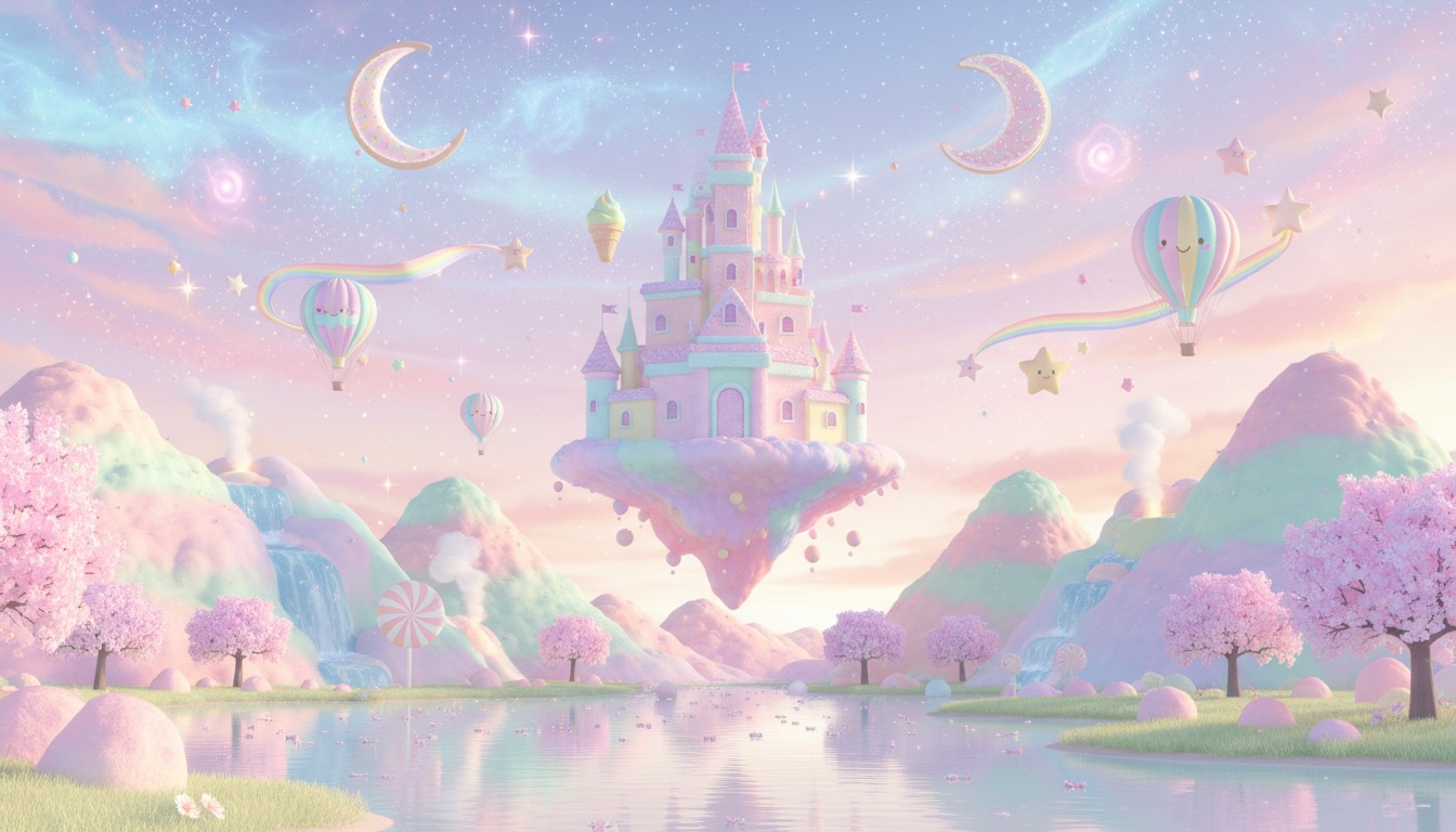 Pastel Kawaii style landscape