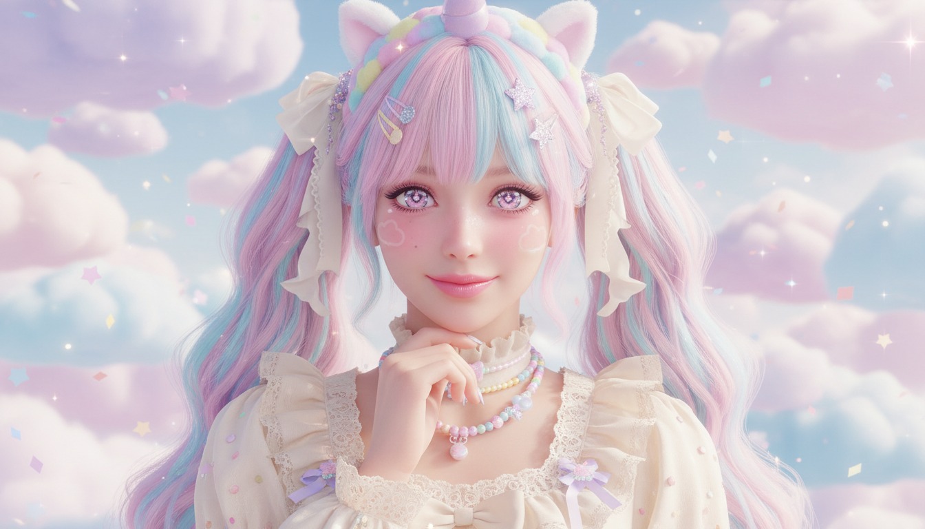 Pastel Kawaii style portrait