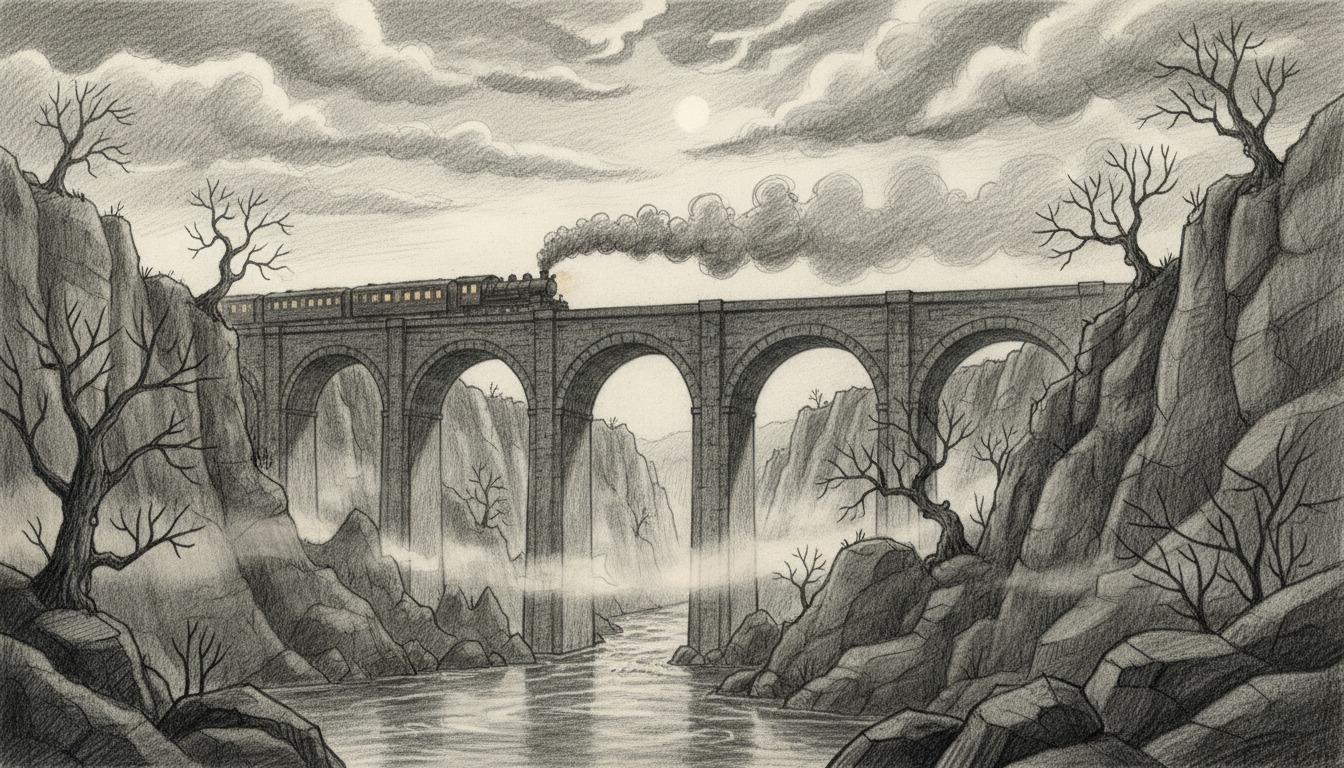 Pencil drawing style landscape