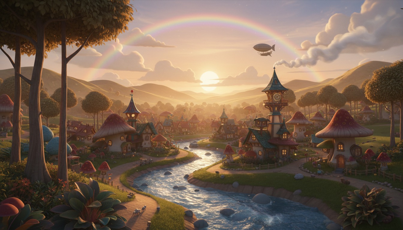 Pixar animation style landscape