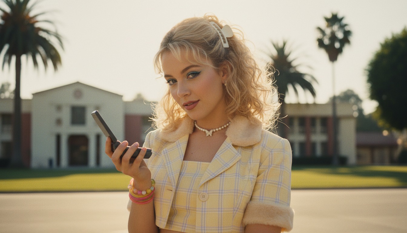 Retro 1990s nostalgia like Clueless style portrait