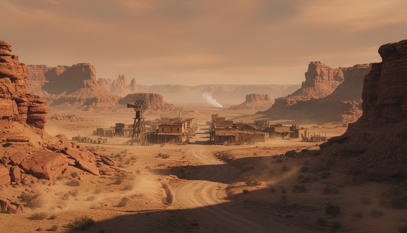 Sergio Leone's Spaghetti Western style landscape