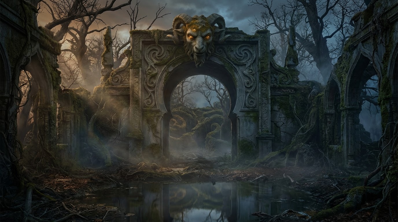 Spanish surrealism like Pan's Labyrinth style landscape