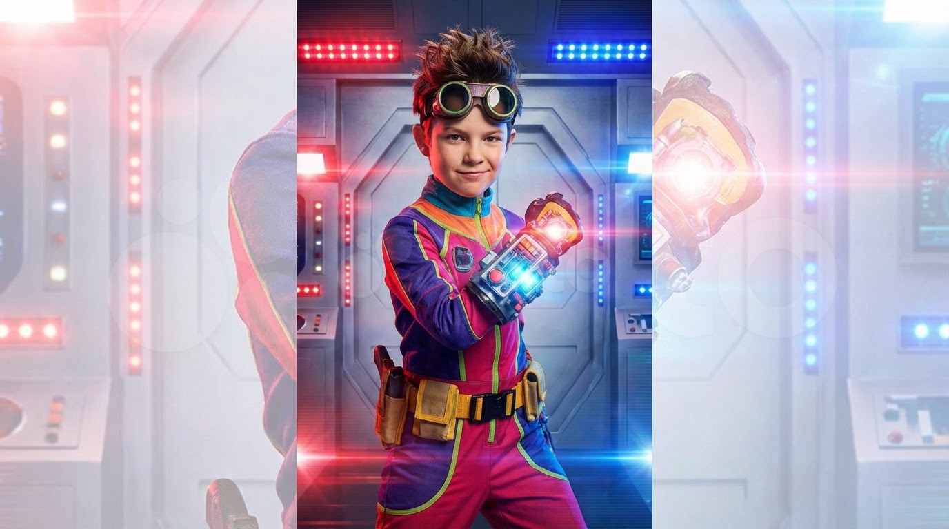 Spy Kids' High Octane Style portrait - vibrant action aesthetic