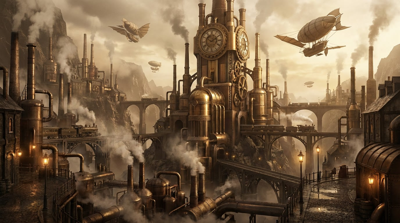 Steampunk style landscape