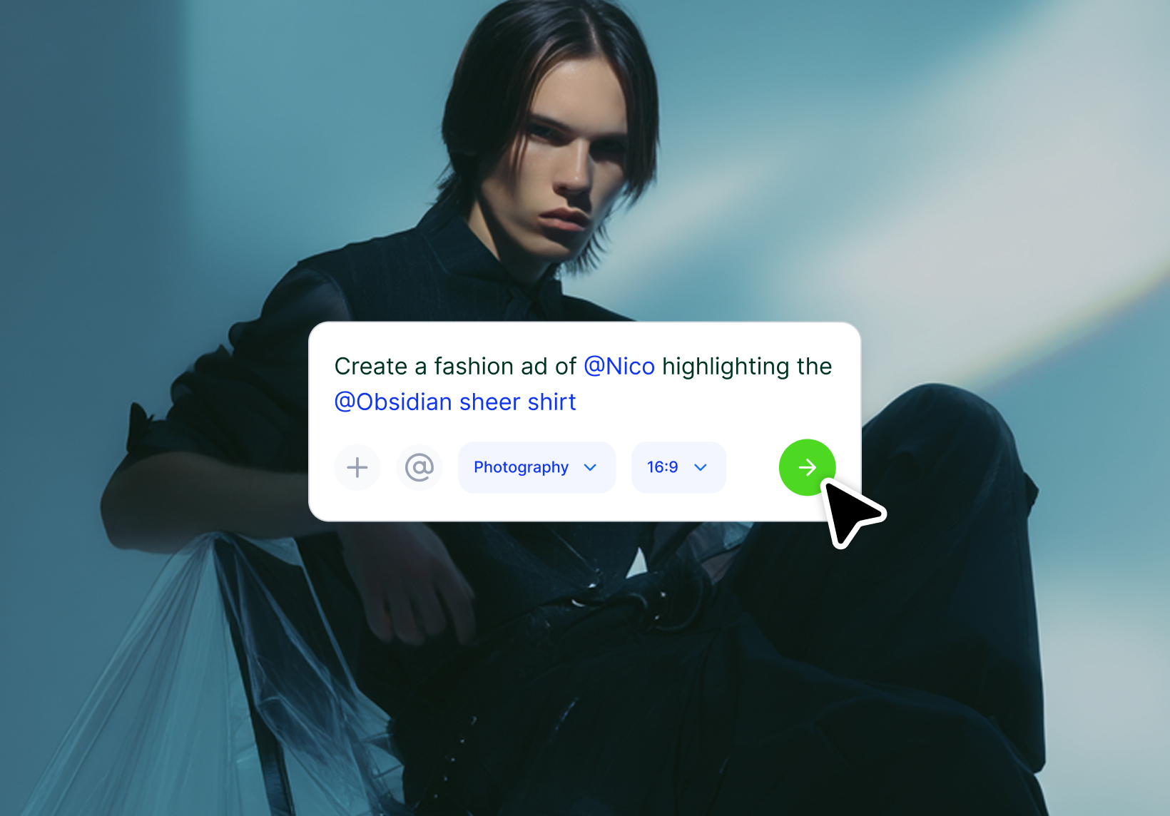 Create fashion ad pseudo-screenshot in Hypernatural