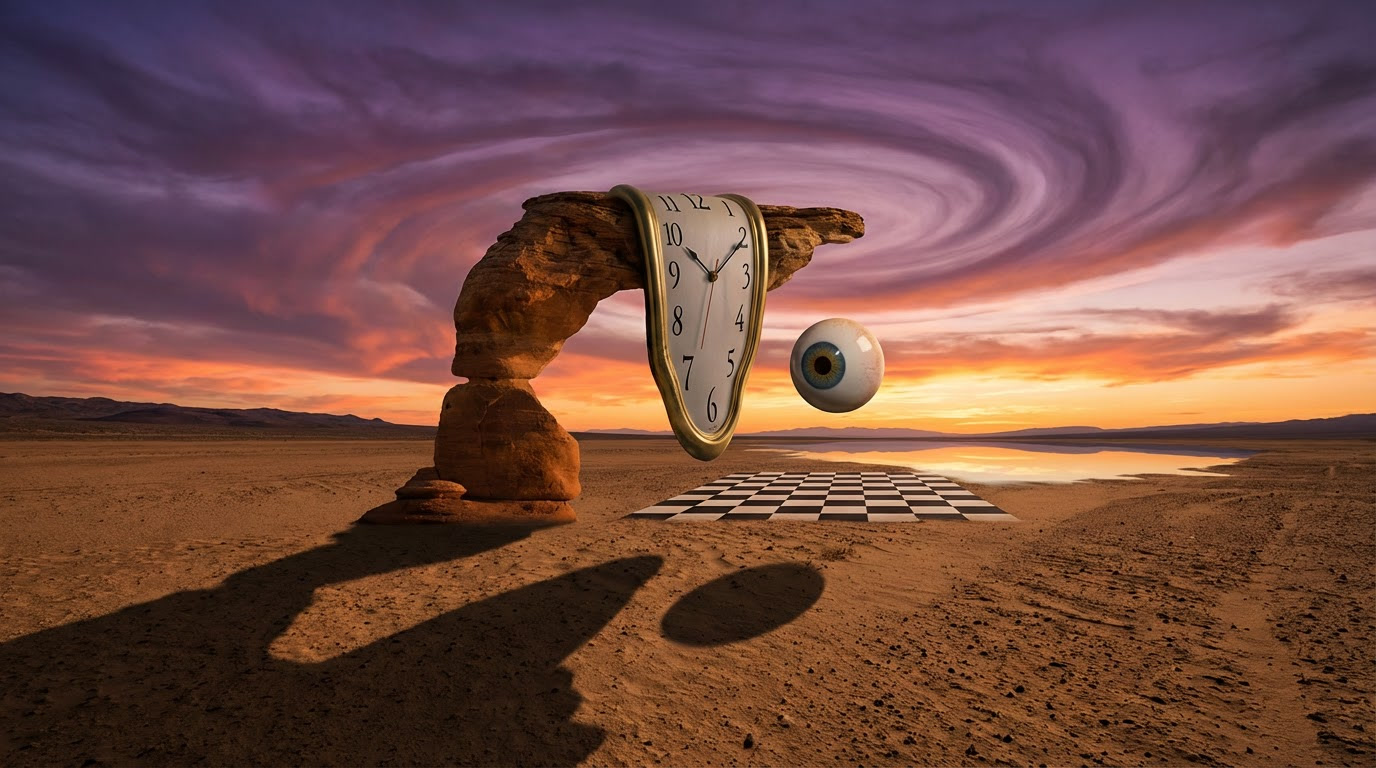 Surreal style reality-bending environment landscape