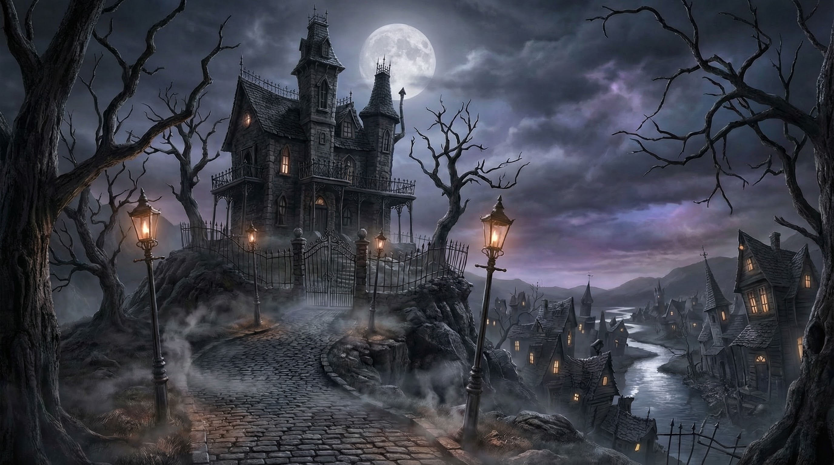 Tim Burton Gothic style landscape