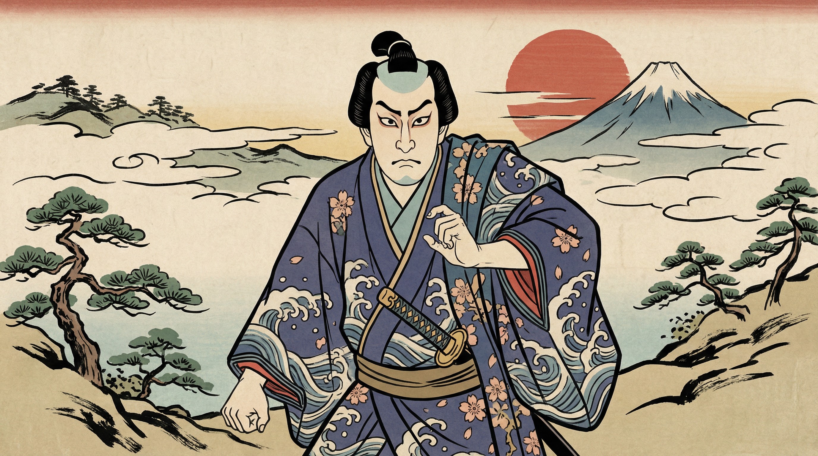 Ukiyo-e style portrait environment