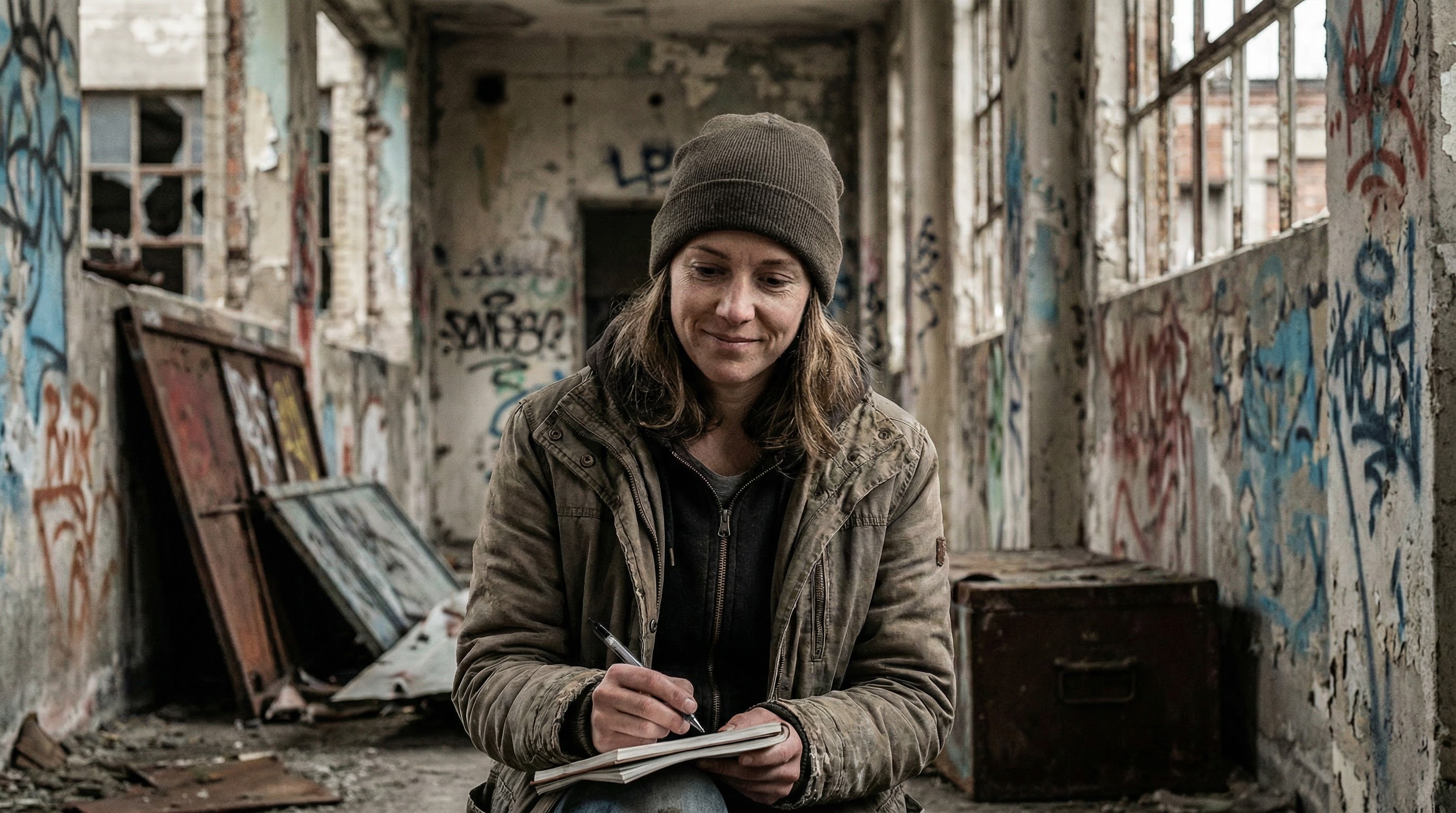 Person writing in urban decay style