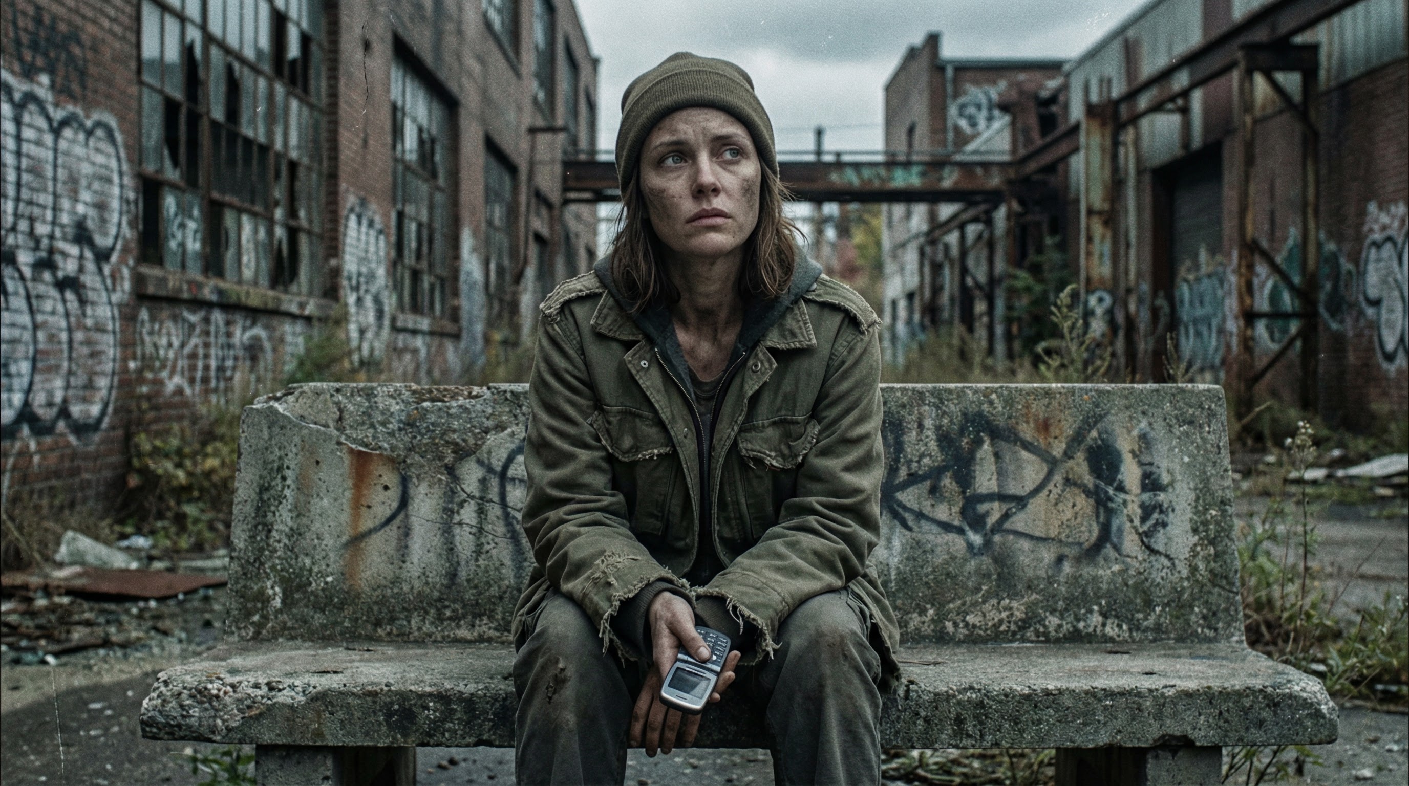 Person using phone in urban decay style