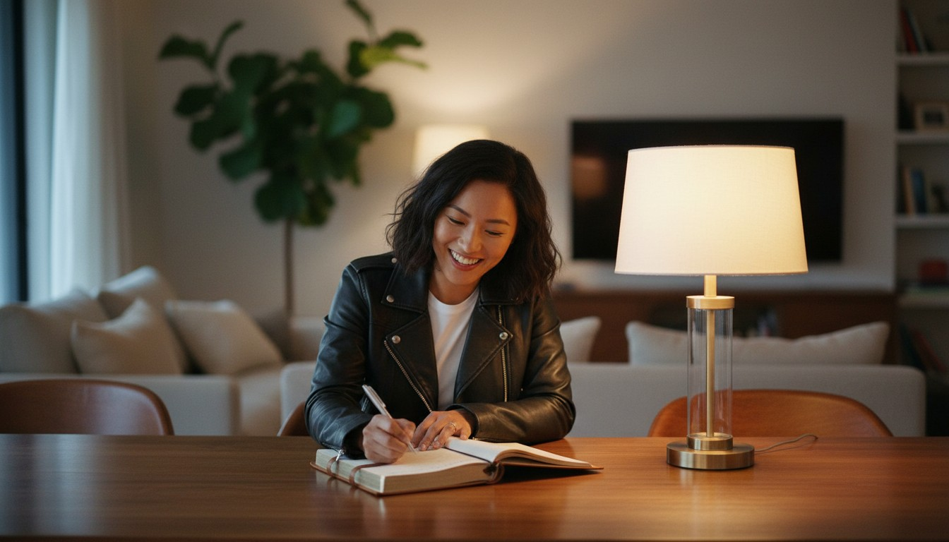 Writer's desk with manuscript and creative workspace
