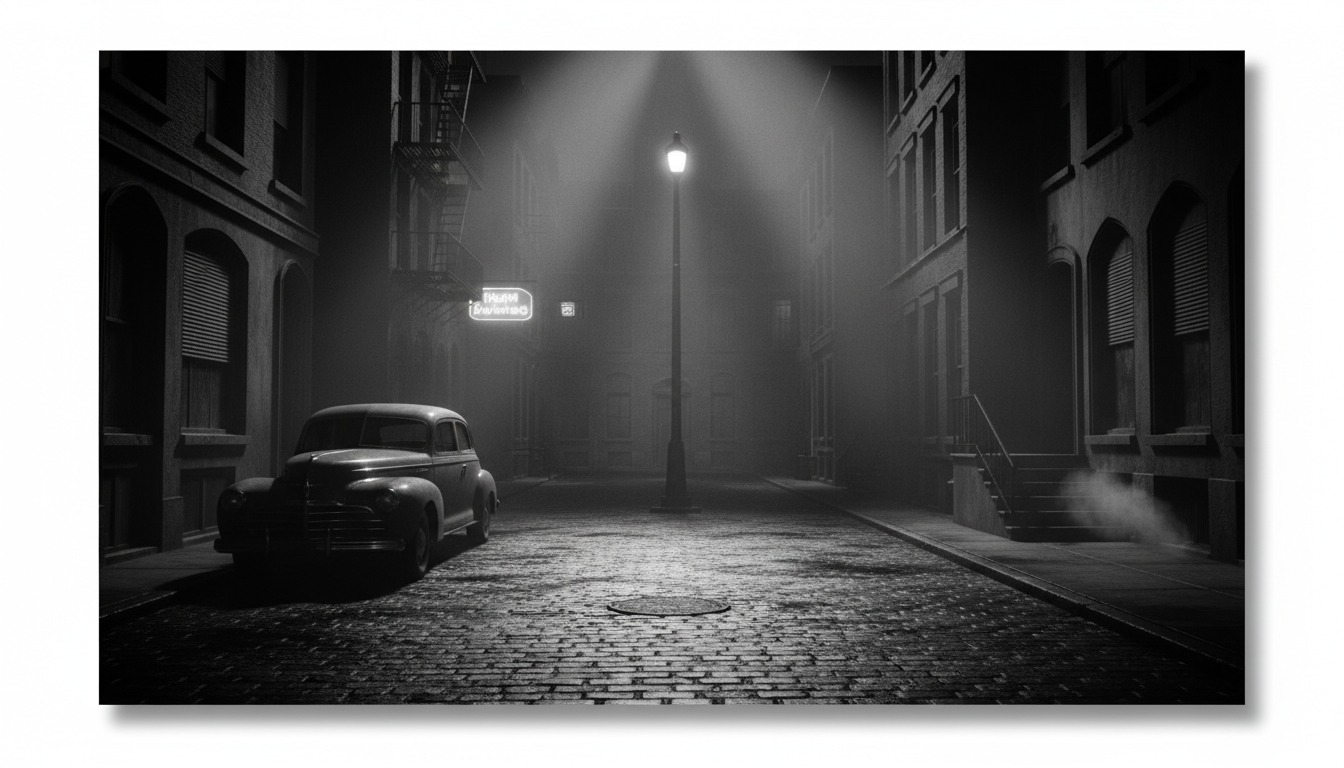 Vintage Film Noir style landscape environment