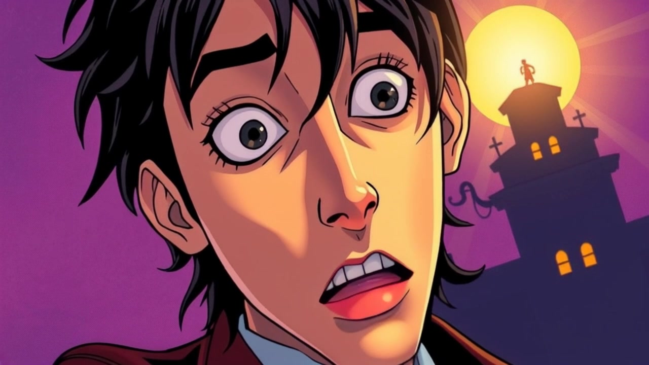 Scene: A close-up of a person’s face reflecting a palpable fear as they catch a glimpse of glowing light piercing through shadows. Style: Soft, ambient lighting that accentuates the contours of the face, creating a subtle halo effect around the light source. Motion: The camera zooms in tightly on the face, capturing the shifting emotions, then rapidly pulls back to reveal the surrounding dark, mysterious environment, heightening the sense of suspense.