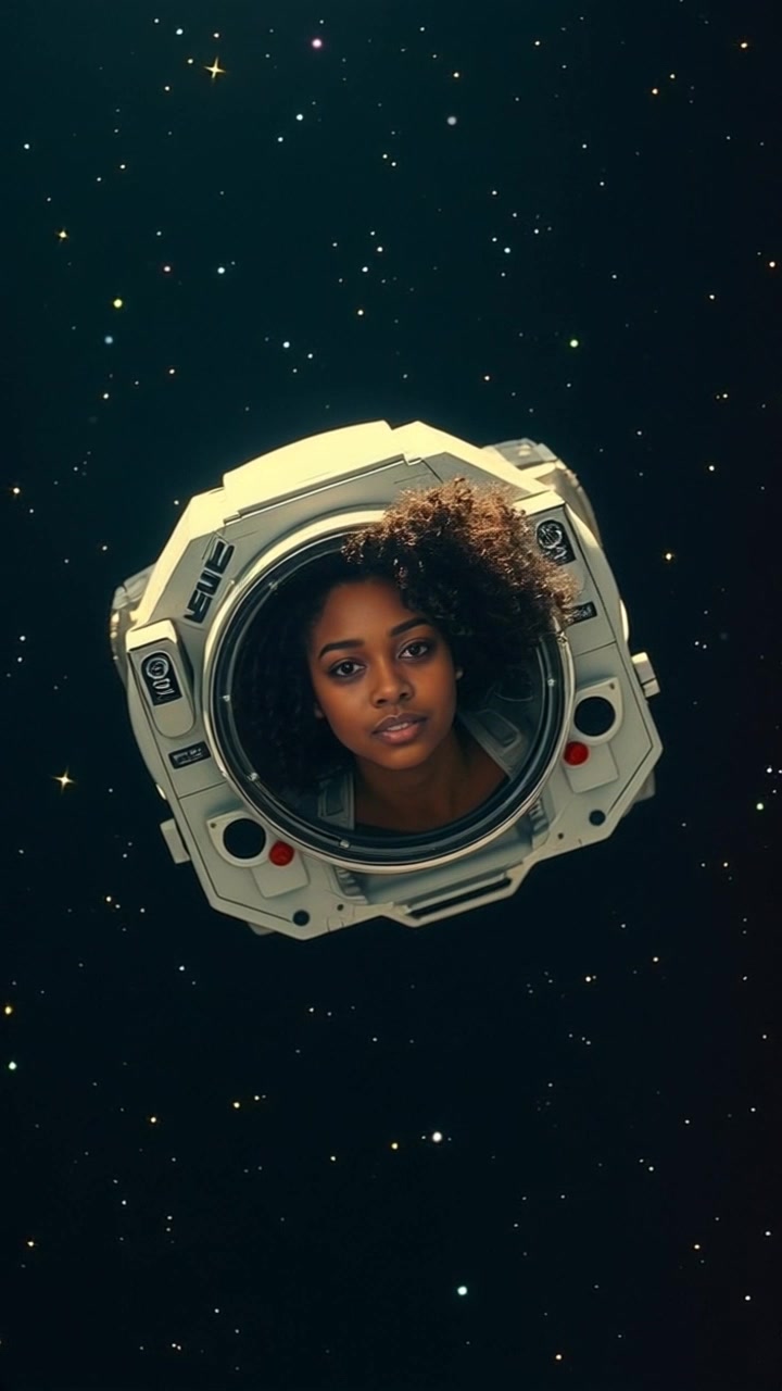 Subject: An astronaut in full space gear, floating weightlessly in the vast darkness of space, surrounded by twinkling stars. Subject Movement: The astronaut is motionless, suspended in zero gravity. Scene: Deep space setting with a backdrop of shimmering stars scattered across the infinite black expanse. Camera Language: Slowly orbit around the astronaut, capturing the serene isolation of their drifting form against the backdrop of the cosmic void. Lighting: Ambient starlight illuminating the astronaut's reflective suit in the dark void. Atmosphere: Serene, tranquil, and vast, conveying the solitude and awe-inspiring beauty of the endless cosmos.