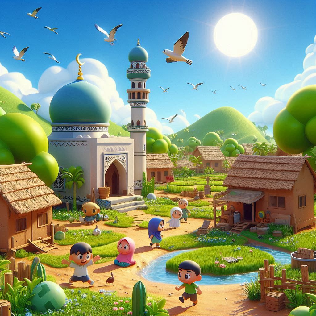 A Cheerful Day in a 3D Village