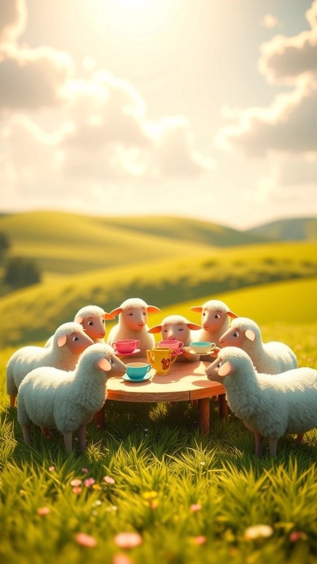 Sheep Tea Time with Biscuits and Kids