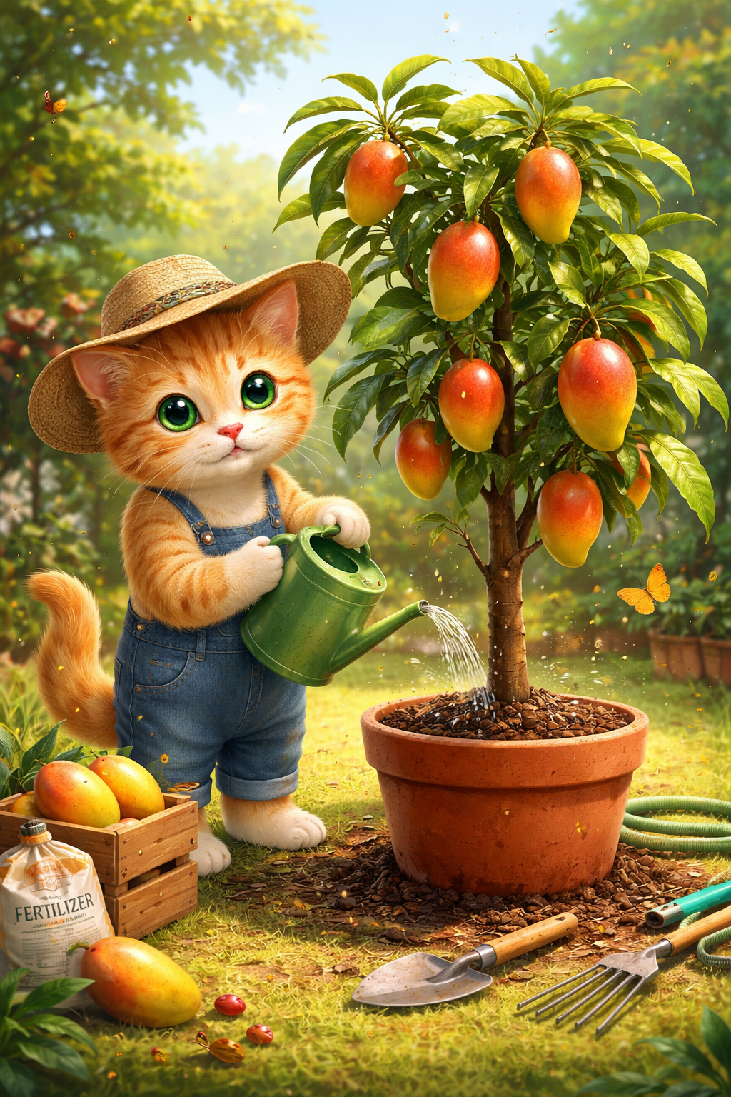 The Cat and Its Beautiful Plant