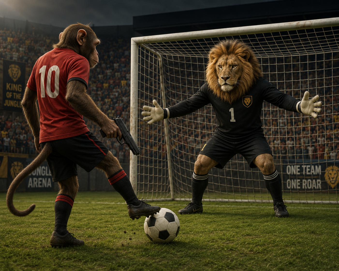 Monkey Kicks, Lion Catches: Watch Now!